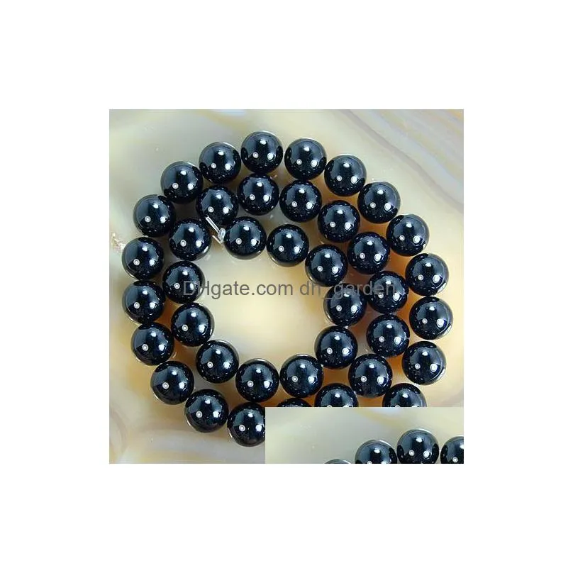 8mm wholesale natural stone beads smooth round black agates onyx loose beads for jewelry making pick size 4 6 8 10 12 14 mm