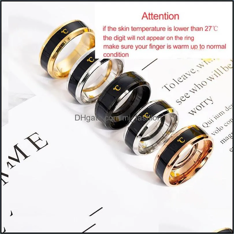 titanium steel temperature ring mood emotion feeling smart temperature sensitive rings for woman male dwaterpr proof jewelry