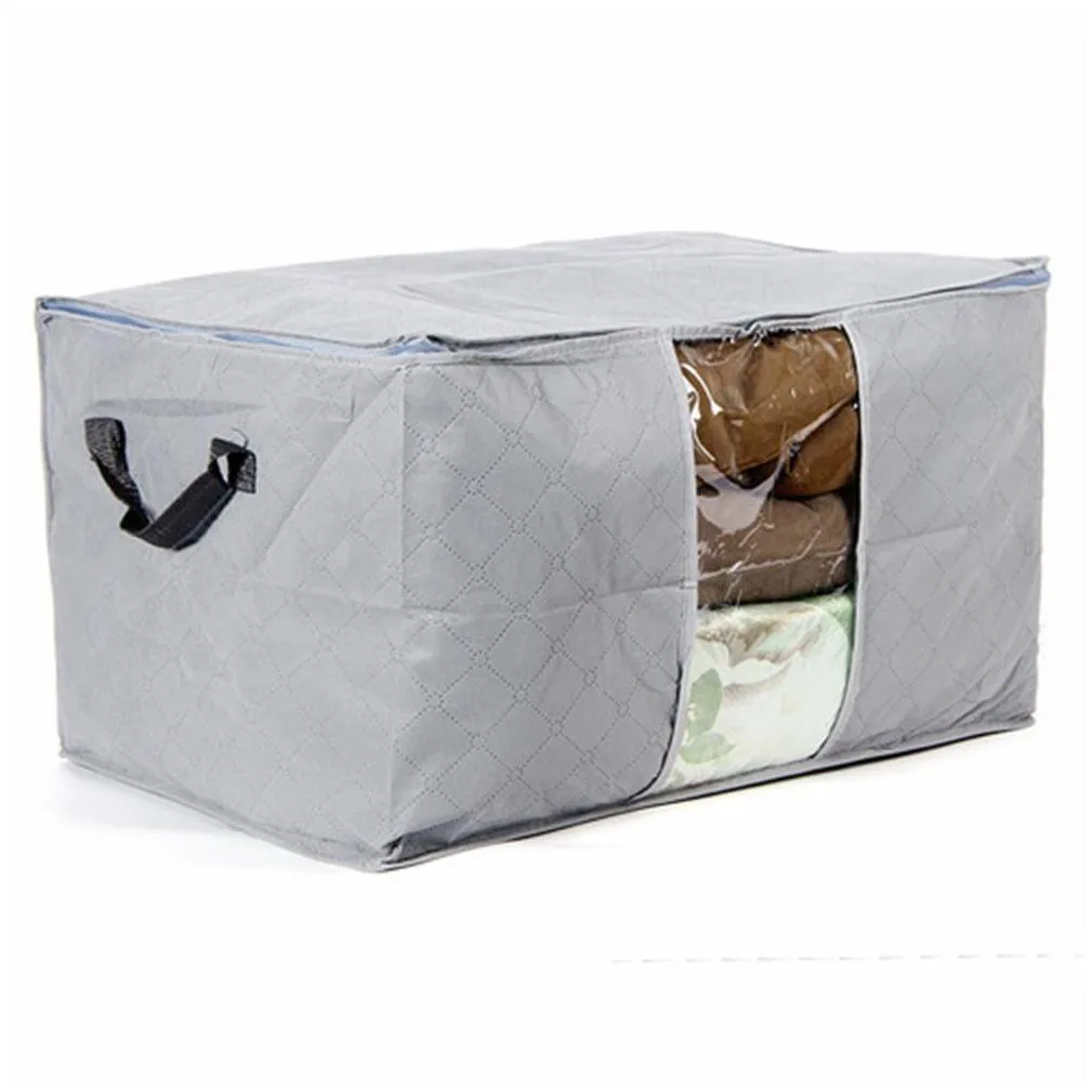 foldable clothes storage bag quilt dust cover closet organizer box pouch zip