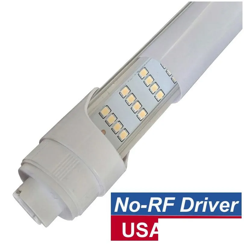 r17d 8 foot tubes bulbs 144w 14400lm 6000k cold white super bright t8 led tube lights 8 ft 270 angle single pin clear cover / milky