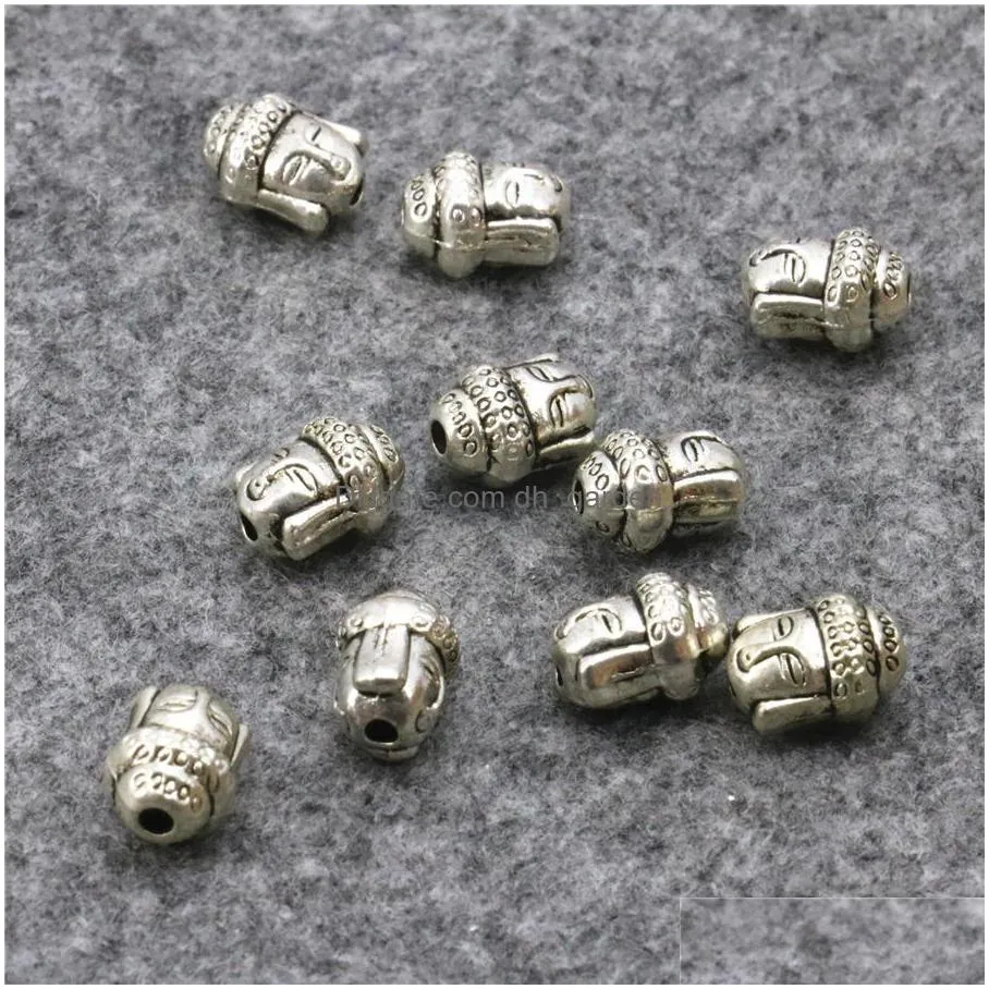 metal jewelry findings 10pcs copper buddha head shaped lucky diy loose beads accessories parts crafts making design 7x10mm