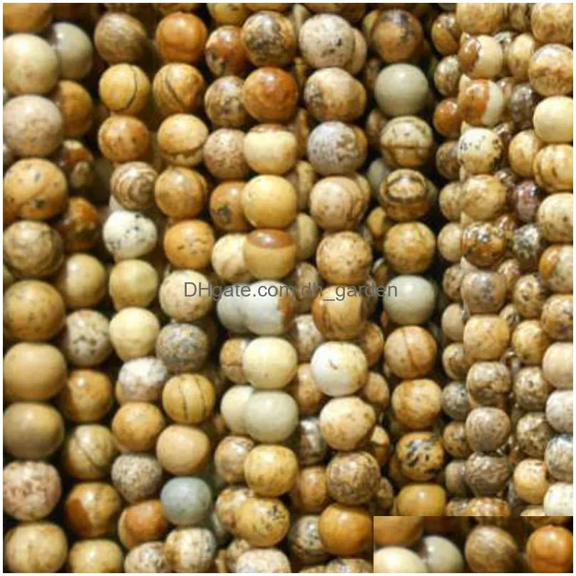 8mm natural brown dots striped stones round spacer loose beads for necklace bracelet charms jewelry making