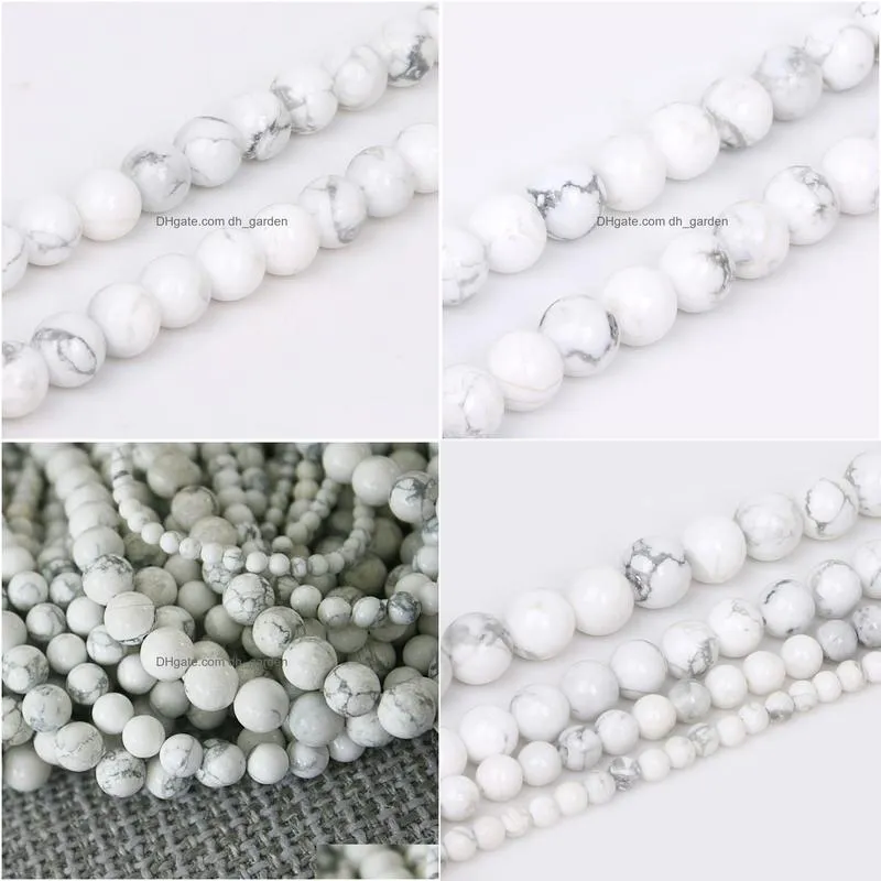 4/6/8/10mm natural round white howlite stone dyed color loose spacer beads for fashion jewelry making diy bracelet wholesale