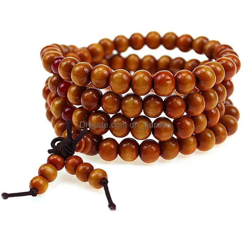 natural wood fashion bracelets 108 buddhist prayer beads bracelets men women long bangle religion gift