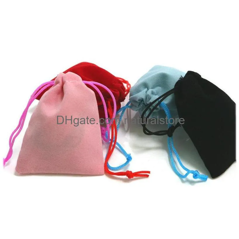 100pcs 5x7cm velvet jewelry bag for headset mini bag drawstring pouch woman man bundle pocket bags black red pink 0 3ys k2