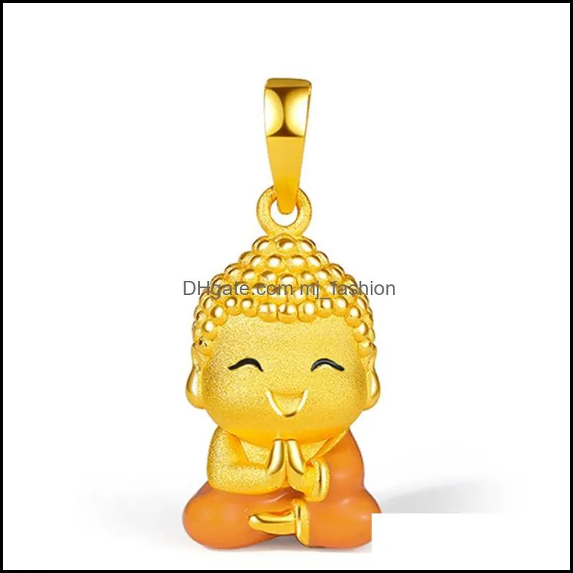 gold buddha buddhism pendant necklace for women men jewelry sand gold chains necklaces