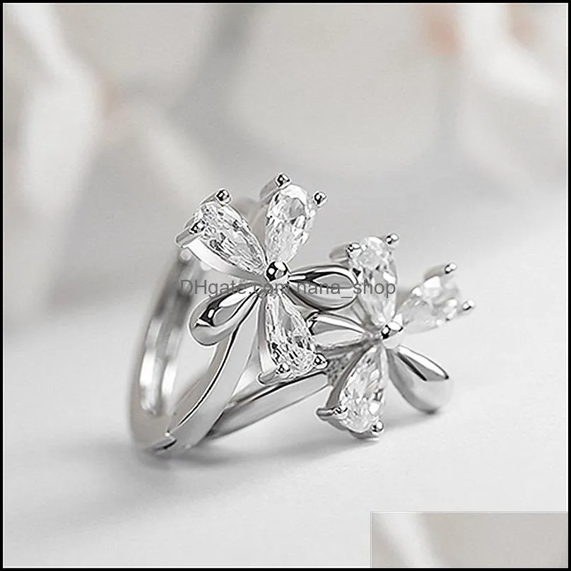 silver earring woman ear buckle fashion jewelry crystals earrings retro five leaf flower leaf earrings