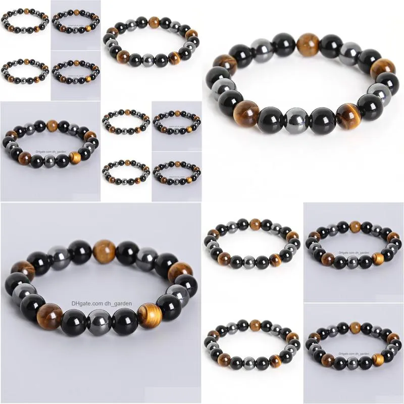 tiger eye hematite black obsidian 10mm stone bracelet jewelry for women gift men bracelet