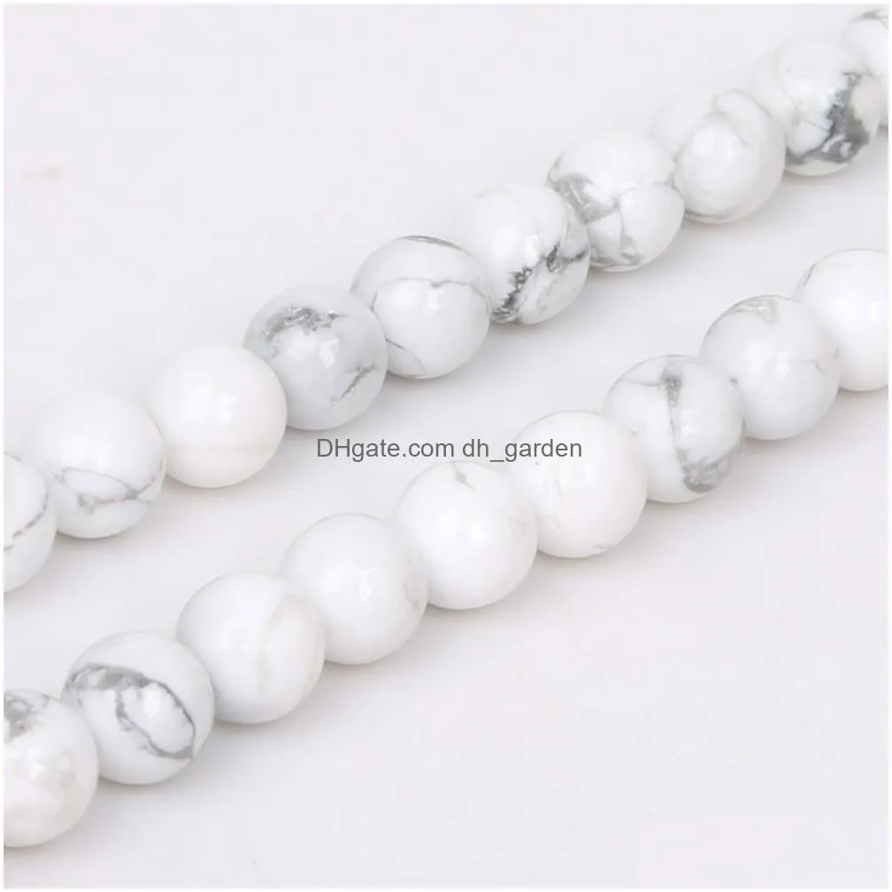 4/6/8/10mm natural round white howlite stone dyed color loose spacer beads for fashion jewelry making diy bracelet wholesale