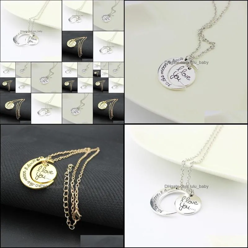 couples necklaces engraving pendants jewelry 925 silver 24k gold chains necklaces i love you sun moon necklaces