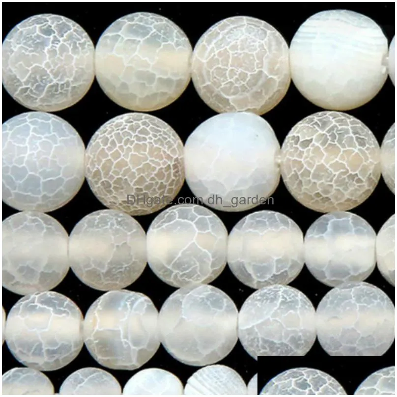 8mm natural stone frost crab white agates round loose beads 4 6 8 10 12mm pick size for jewelry making