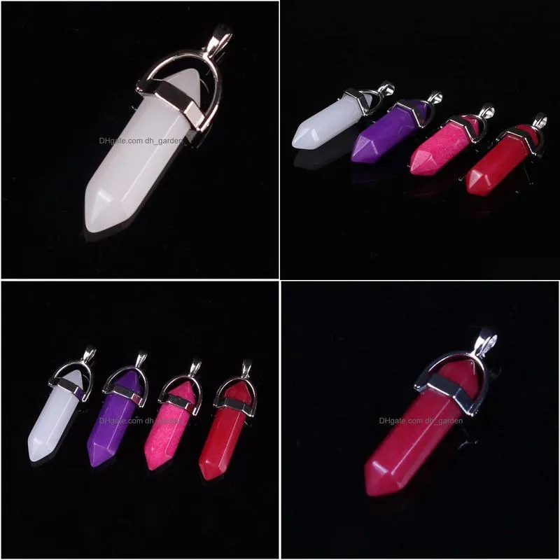 hot natural white pendant quartz gem stones hexagonal hexagonal six pyramid prism column point crystals pendant choker