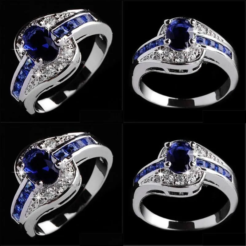 pretty wedding rings for women luxury jewelry beautifully blue crystal diamond ring engagement wedding gemstone rings