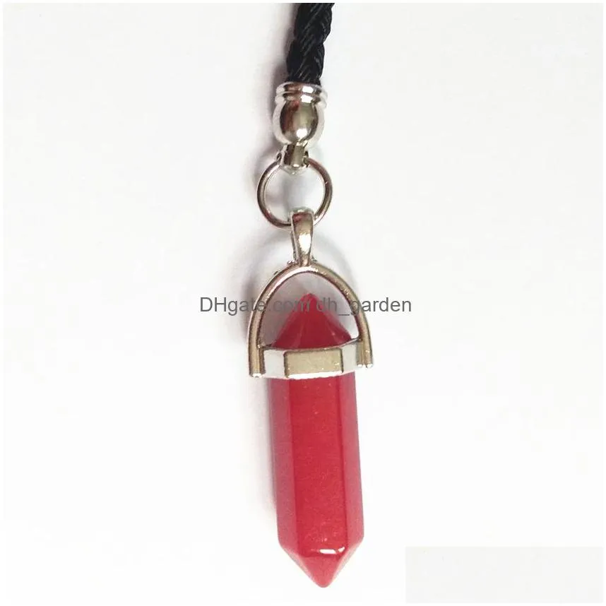 1 piece six prism series mini keychain fashion natural stone pendant small key chain