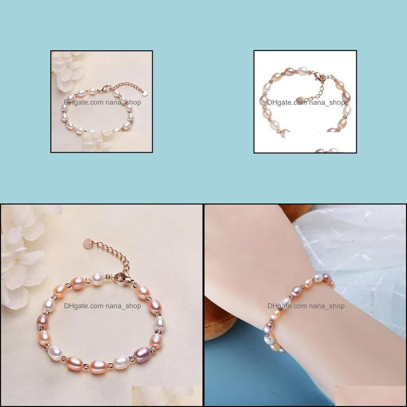 natural freshwater baroque pearl bracelets bangles for women beads jewelry elastic charm bracelet