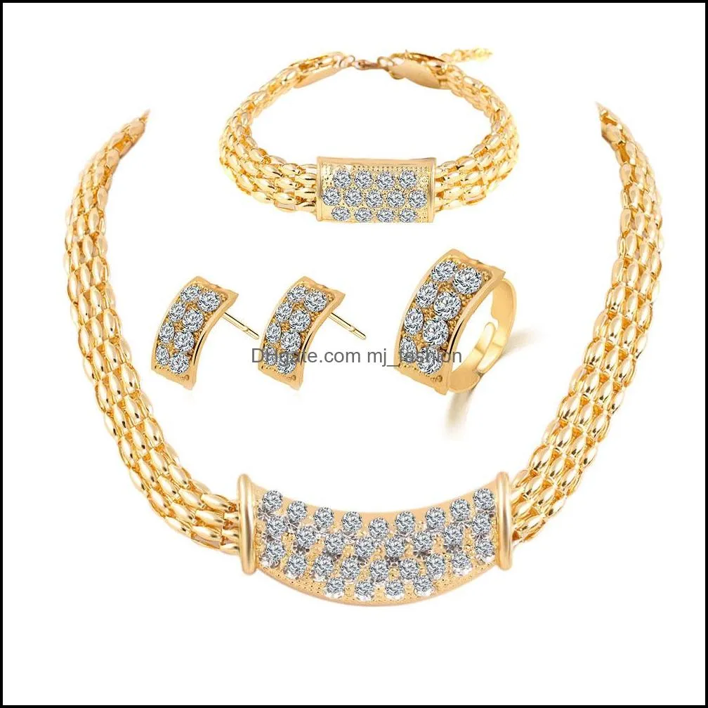 bridesmaid jewelry set diamond bracelet earrings wedding party jewellery sets indian african like dubai 18k gold pretty sets