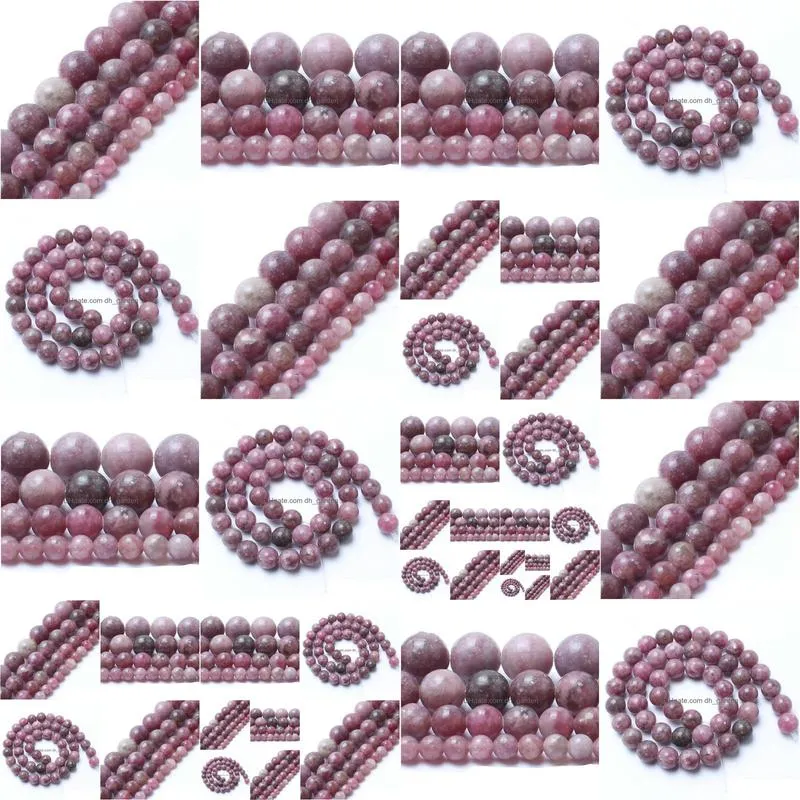 8mm natural stone beads lepidolite round loose beads for jewelry making 4/6/8/10mm 15.5inches diy bracelet shipping