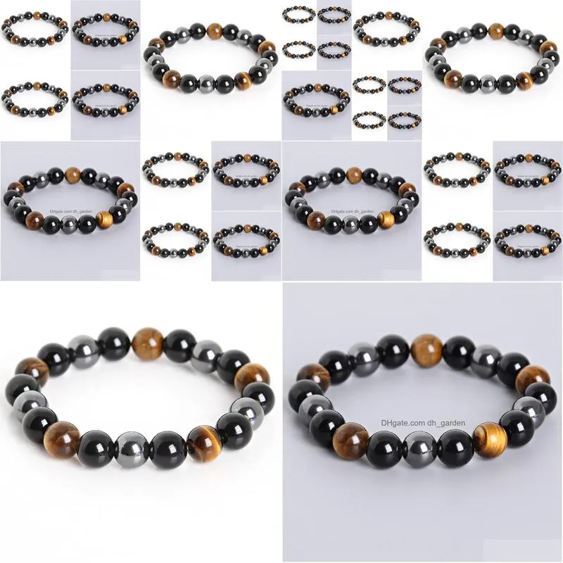 tiger eye hematite black obsidian 10mm stone bracelet jewelry for women gift men bracelet