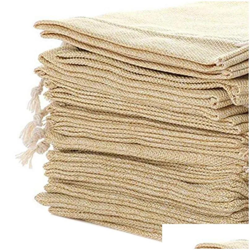 7x9cm 9x12cm 10x15cm 13x18cm original color mini pouch jute bag linen hemp jewelry gift pouch drawstring bags for wedding favors 307