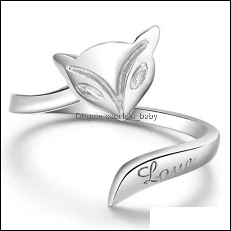 korean animal fox ring ladies simple jewelry gift couple ring fire fox silver plated ring