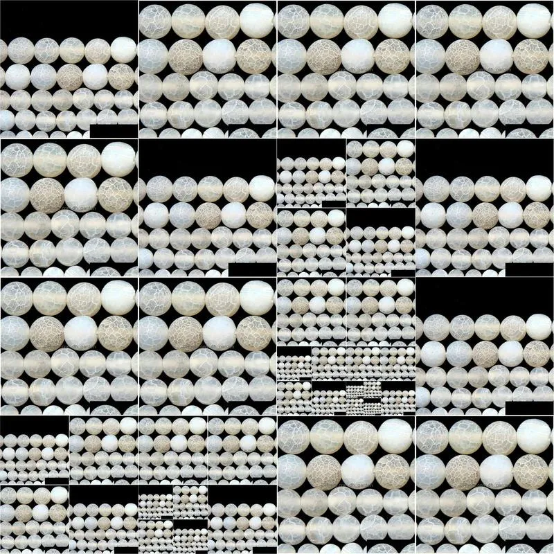 8mm natural stone frost crab white agates round loose beads 4 6 8 10 12mm pick size for jewelry making