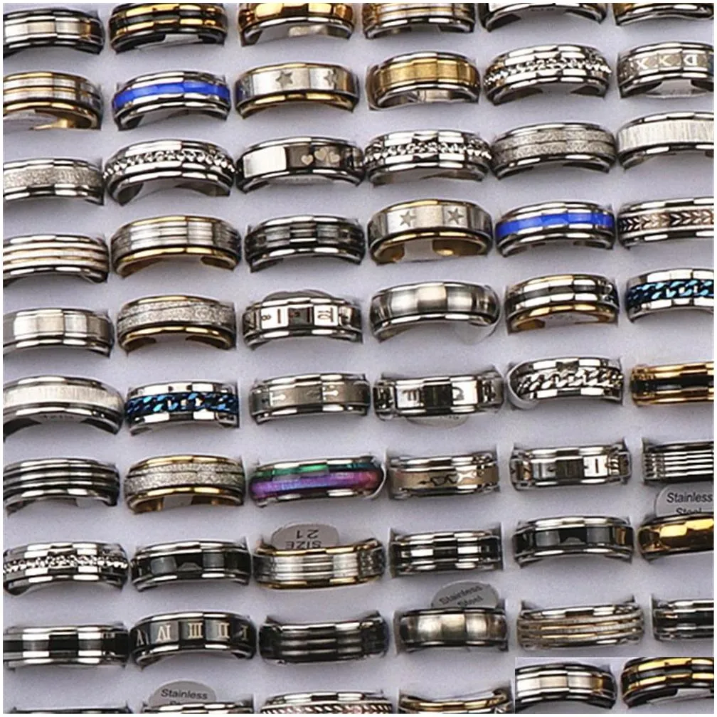 fashion mens stainless steel spinner rings for women rotate jewelry mix style