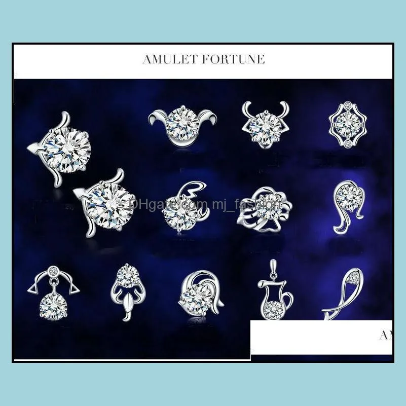 earrings beautifully genuine sterling silver earrings highgrade zircon jewelry wholesale ear sign stud earring