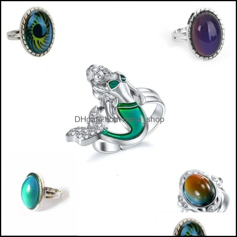 change mood ring round emotion feeling changeable ring temperature control gems color changing rings for women