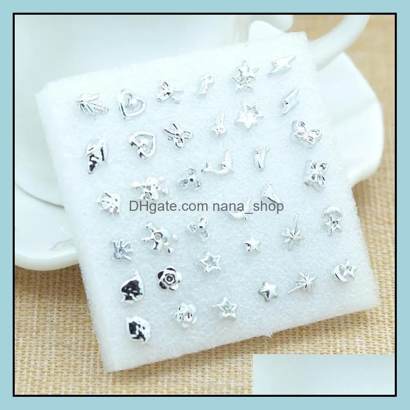 earrings for women wholesale cute small silver color earrings brincos for women girl stud earrings