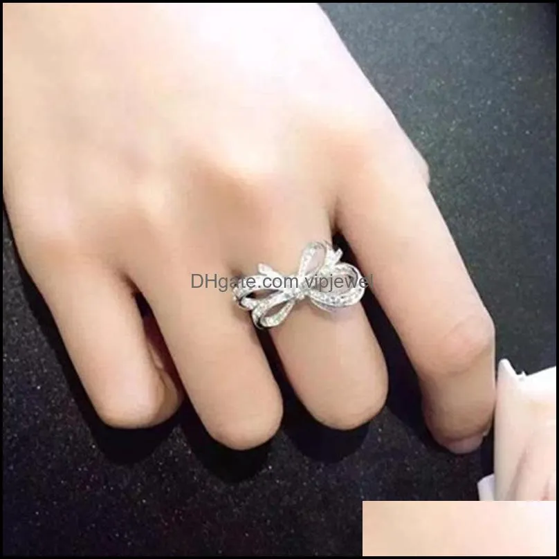 fashion creative diamondstudded open bow ring hipster simple temperament full of diamond butterfly dancing rings romantic gift