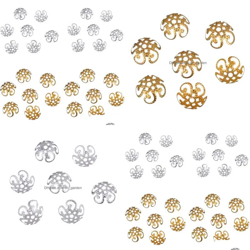 100 pcs/200 pcs/lot 2015 high quality pesca diy hollow flower metal charms bead caps for jewelry making 10m