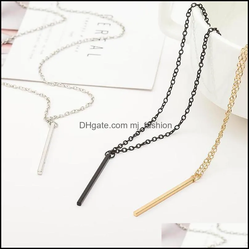 simple chain bar necklaces long rod jewellery gold/silver color collier femme choker necklace