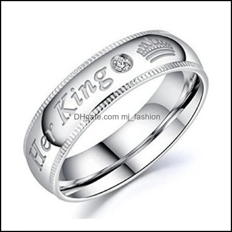 couple rings her king and his queen zircon wedding rings for women men jewelry lover gift 925 silver ring