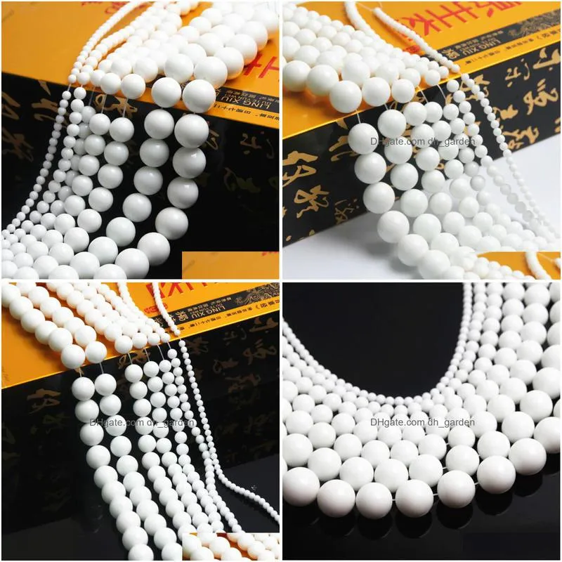 8mm 412mm natural stone beads white round stone loose beading beads for jewelry making jewellery diy