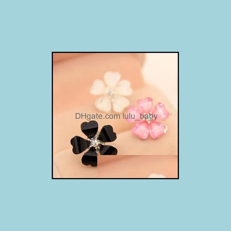 earrings for women clover flower crystal stud earrings for women jewelry white diameter channel stud earrings