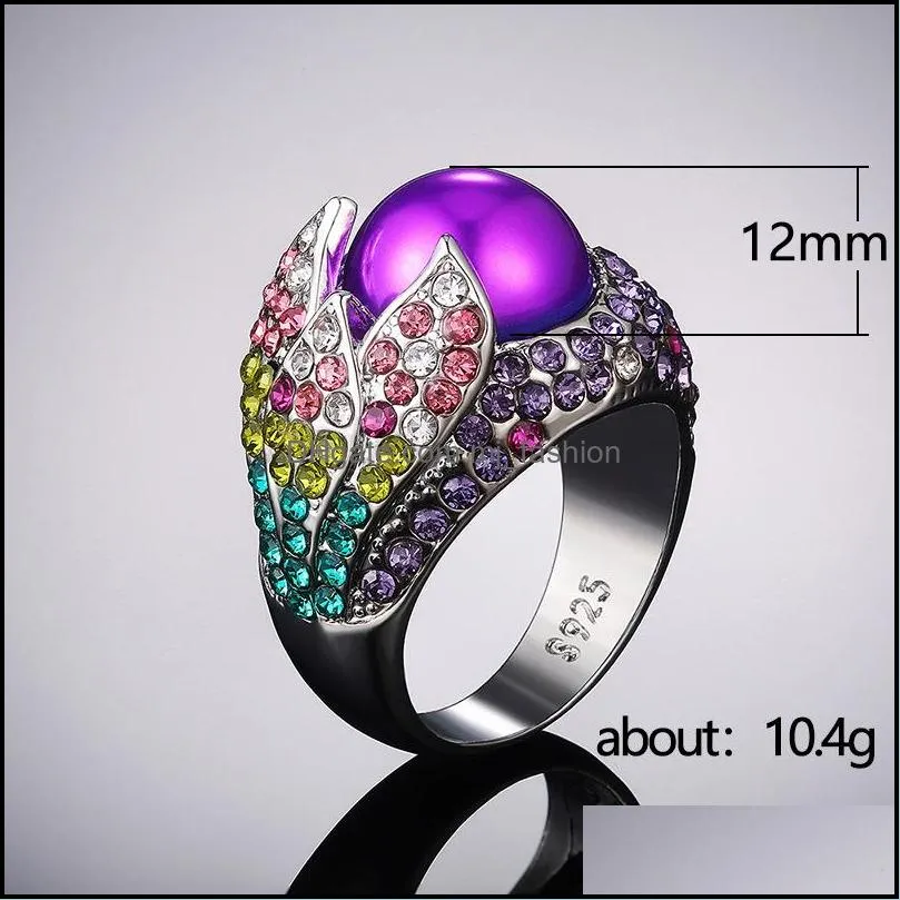 exquisite leaf flower color zircon ladies women ring jewelry red zircon ring ladies luxury rings