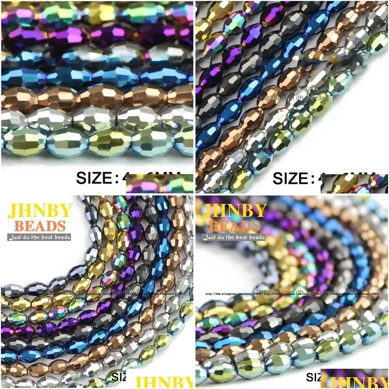 rice grains austrian crystal beads 100pcs 4x6mm oval shape top quality plated color loose bead jewelry bracelet making diy
