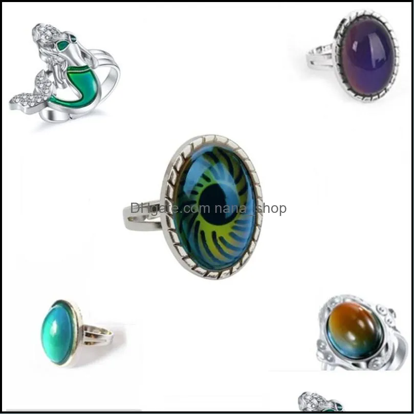 change mood ring round emotion feeling changeable ring temperature control gems color changing rings for women