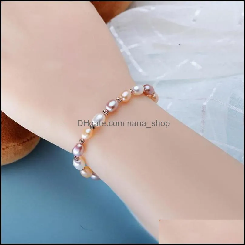 natural freshwater baroque pearl bracelets bangles for women beads jewelry elastic charm bracelet