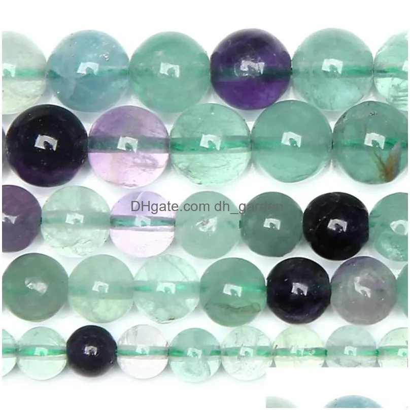 8mm natural stone colorful fluorite round loose beads 15 strand 4 6 8 10mm pick size for jewelry making