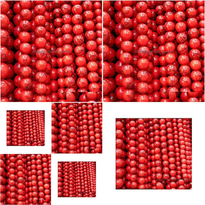 4mm 6mm 8mm 10mm 12mm bulk natural red stones round spacer loose beads for necklace bracelet charms jewelry making