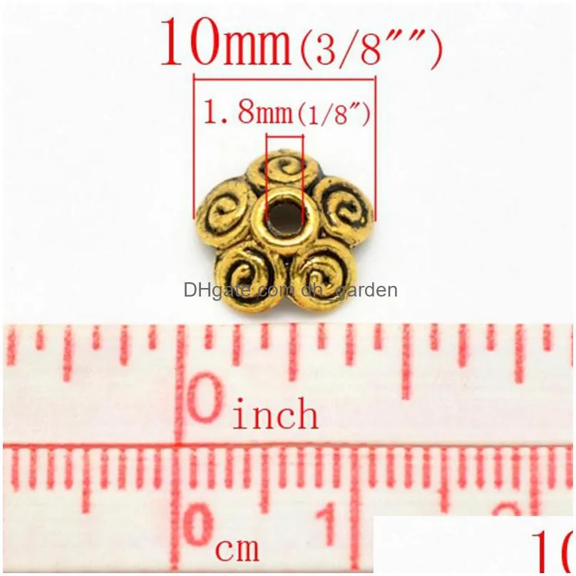 100pcs ancient gold tone flower bead caps bracelet necklace diy jewelry findings fit beads jewelry accessories 10x4mm