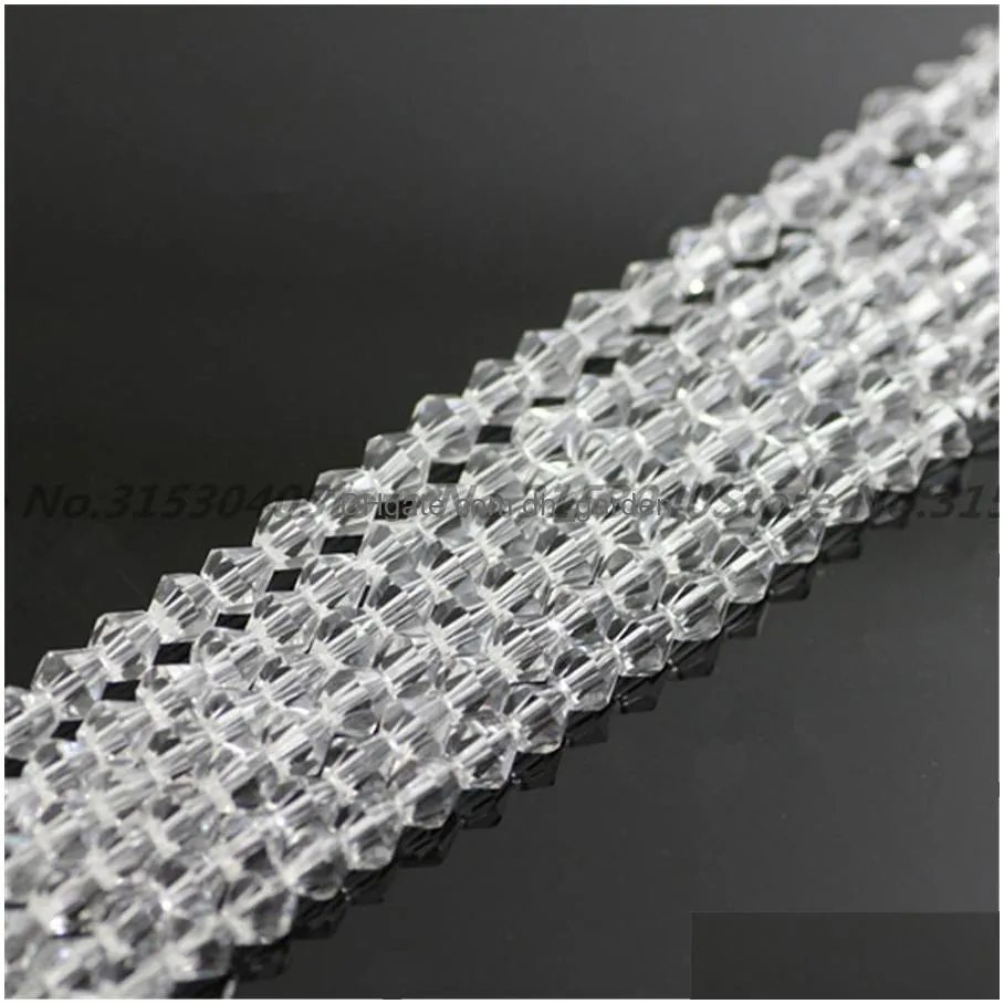 100pcs clear white color 4mm bicone crystal beads glass beads loose spacer beads diy jewelry