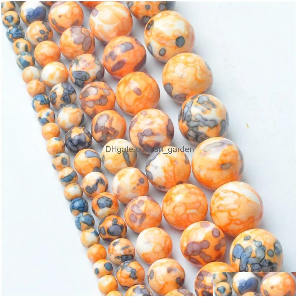 8mm natural yellow dots rainbow stones round spacer loose beads for necklace bracelet charms jewelry 4mm 6mm 8mm 10mm 12mm