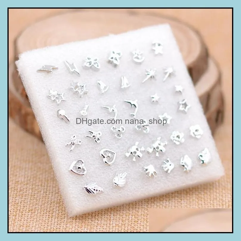 earrings for women wholesale cute small silver color earrings brincos for women girl stud earrings