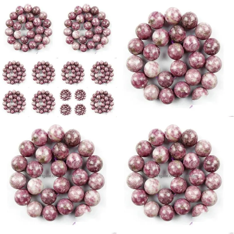 8mm natural stone beads lepidolite round loose beads for jewelry making 4/6/8/10mm 15.5inches diy bracelet