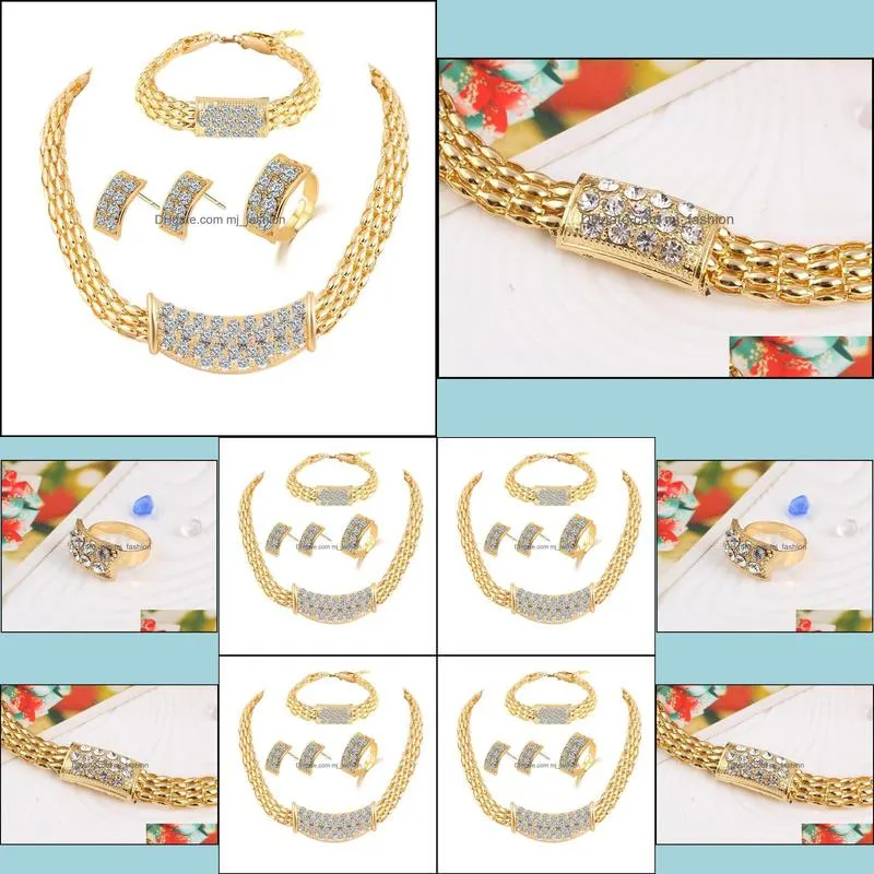 bridesmaid jewelry set diamond bracelet earrings wedding party jewellery sets indian african like dubai 18k gold pretty sets