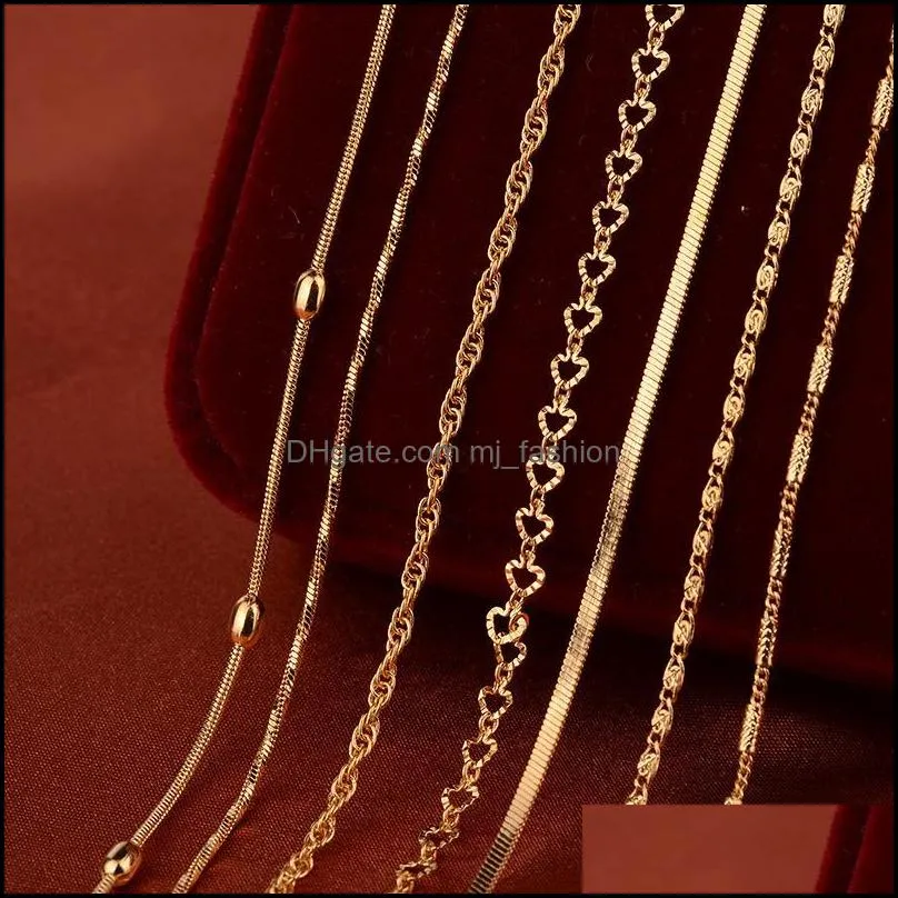 gold chain necklace for pendant diy gold plated copper twisted rope chain wholesale beautifully jewelry