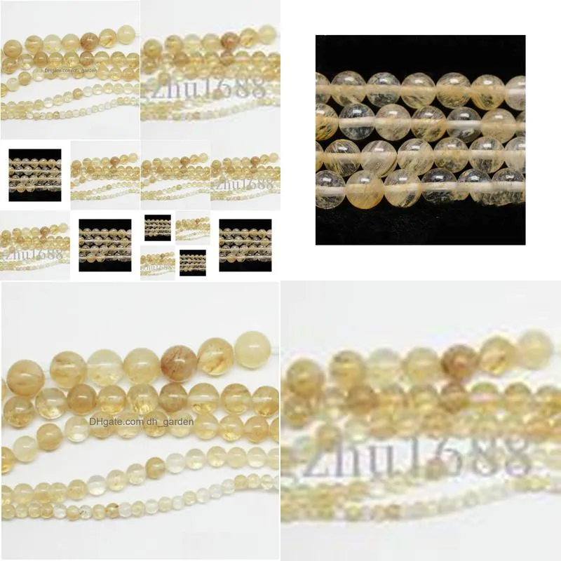 8mm factory price natural stone smooth citrines quartz loose beads 16 strand 6 8 10 12 mm pick size for jewelry making