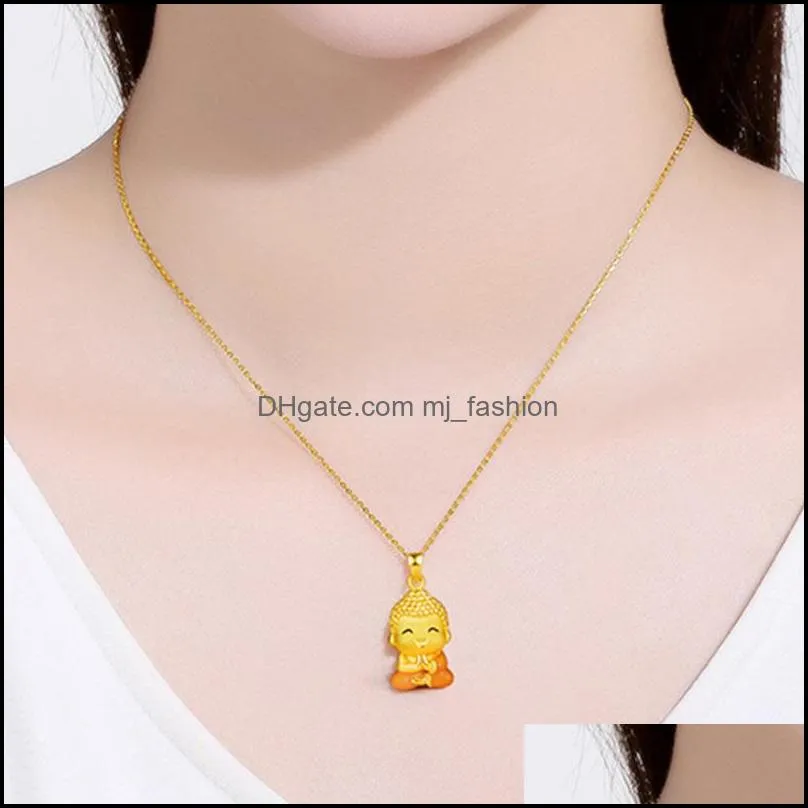 gold buddha buddhism pendant necklace for women men jewelry sand gold chains necklaces